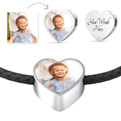 Custom Photo-Etched Heart Real Leather Bracelet