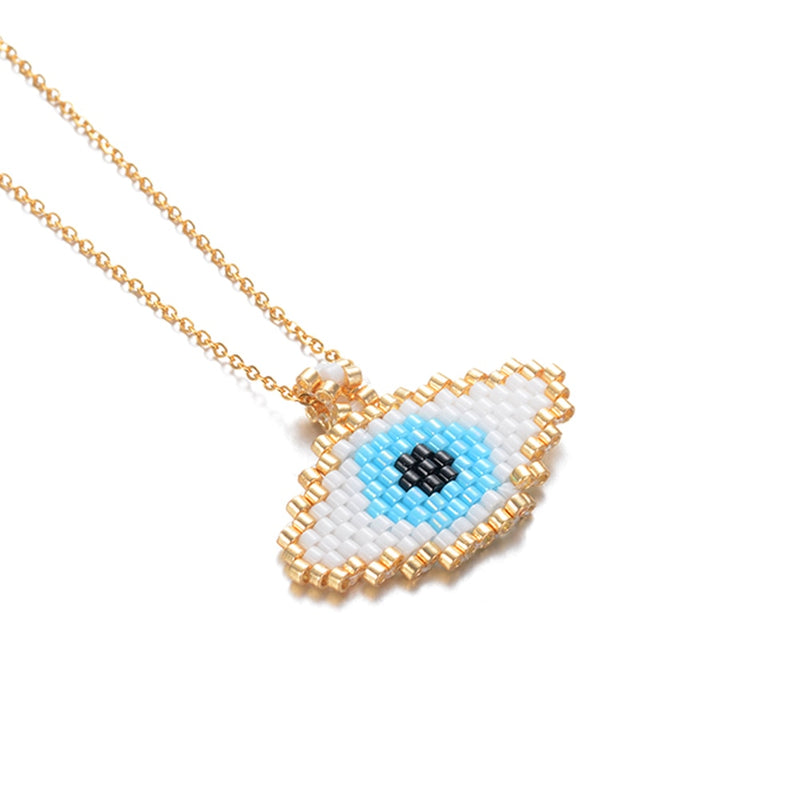 Delica Seed Beadwork Eye Gold Chain Necklaces