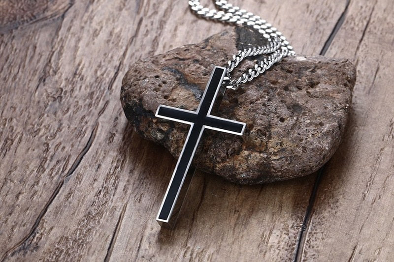 Classic Black Jesus Cross Necklace