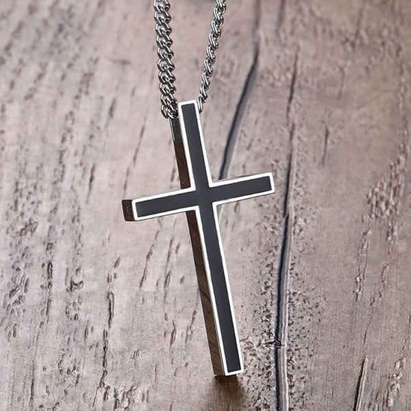 Classic Black Jesus Cross Necklace